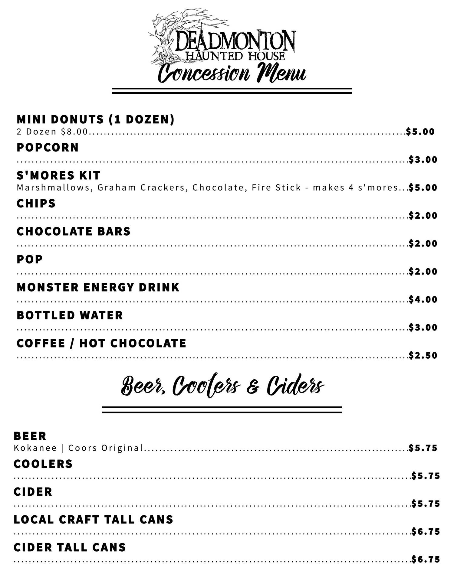 Concession Menu